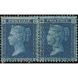 Bahamas Great Britain used in Bahamas 2d. blue Plate 7 horizontal pair, OA-OB, sharing single light