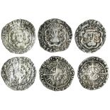 Henry VII (1485-1509), Halfgroats (3), London, type IIICa/b, 0.95g, m.m. lis, henric di gra rex ang