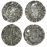 Henry VII (1485-1509), Pennies (2), London, both Sovereign type, 0.79g, m.m. pheon/-, henric di gra