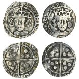 Henry VII (1485-1509), Pennies (2), London, both type I, 0.69g, m.m. lis on rose, angl, facing bust