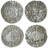 Henry VII (1485-1509), Groats (2), type IIIBii, 2.98g, m.m. escallop/pansy, henric etc fran, rosett