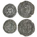 Henry VII (1485-1509), Halfgroats (2), London, type I, 1.21g, m.m. lis on rose/-, henric dei gra re