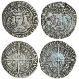 Henry VII (1485-1509), Groats (2), both type IIIC, 2.73g, m.m. pansy, hennric di gra rex angl z f,