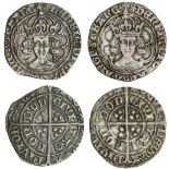 Henry VII (1485-1509), Groats (2), both type II, 3.011g, m.m. cinquefoil, henric etc, trefoil stops