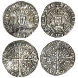 Henry VII (1485-1509), Groats (2), both type IIIC, 2.82g, m.m. none/ greyhound head 1, henric di gr