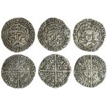 Henry VII (1485-1509), Groats (3), type IA, 3.02g, m.m. lis on sun and rose, henric di gra rex angl