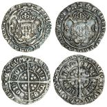 Henry VII (1485-1509), Groats (2), both type IIIB, 3.00g, m.m. escallop, henric etc fran, trefoil s