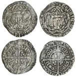 Henry VII (1485-1509), Groats (2), type IIIB/A, 3.13g, m.m. escallop/cinquefoil, henric di gra rex