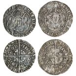 Henry VII (1485-1509), Groats (2), both type IIIC, 3.18g, m.m. inverted anchor/ greyhound head 1, h