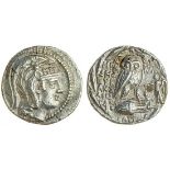 Attica, Athens (137/136 BC), AR Tetradrachm, 16.63g, head of Athena right, wearing ornamented tripl