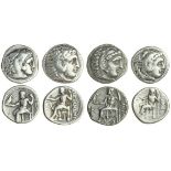 Kingdom of Macedon, Alexander III, the Great (336-323 BC), AR Drachms (4), Colophon, head of young