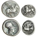 Corinth (c.400-375 BC), AR Stater, 8.50g, Pegasos flying right, koppa below, rev. helmeted head of