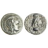 Attica, Athens (151/150 BC), AR Tetradrachm, 16.64g, head of Athena right, wearing ornamented tripl