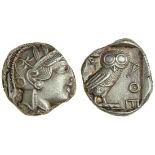 Attica, Athens (c.440-420 BC), AR Tetradrachm, 17.14g, helmeted head of Athena right, rev. AE, owl