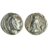 Attica, Athens (147/146 BC), AR Tetradrachm, 16.65g, head of Athena right, wearing ornamented tripl