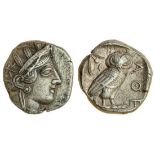 Attica, Athens (c.440-420 BC), AR Tetradrachm, 16.89g, helmeted head of Athena right, rev. AE, owl