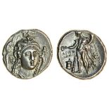 Lucania, Herakleia (c.281-278 BC), AR Stater (7.85g), head of Athena three-quarters facing right, w