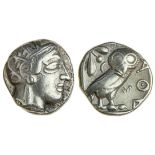 Attica, Athens (c.420-404 BC), AR Tetradrachm, 16.75g, helmeted head of Athena right, rev. AE, owl