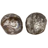 Cyprus, Salamis (late 5th cent. BC), AR Obol, 0.91g, ram's head left, rev. smooth (BMC 8-9), very f