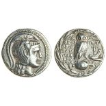 Attica, Athens (149/148 BC), AR Tetradrachm, 16.78g, head of Athena right, wearing ornamented tripl