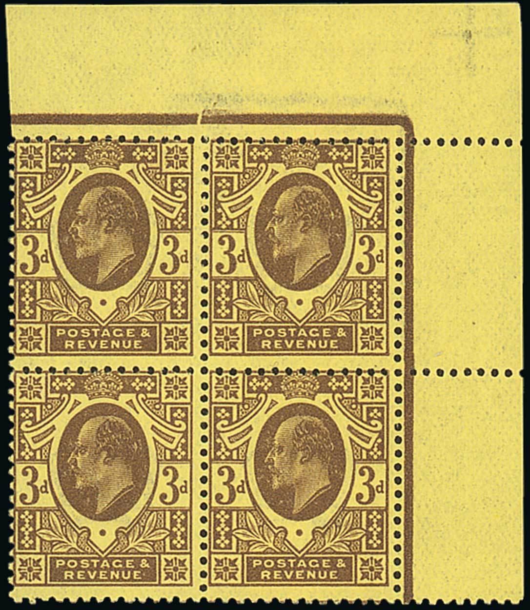 Great Britain King Edward VII Issues 1911 Harrison and Sons, Perforation 14 3d. dull reddish purple