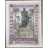 Barbados 1906-07 Nelson Centenary Issue Essays 1d. artist's sketch (31x44mm.) in the issued design