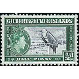 Gilbert and Ellice Islands 1939 ½d. indigo and deep bluish green with "a" of "ca" missing from wat