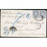 Barbados Britannia Issue Covers Canada 1880 (29 June) envelope from Bridgetown "P S S Canada via Ne