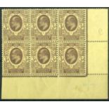 Great Britain King Edward VII Issues 1911 Harrison and Sons, Perforation 15 x 14 3d. purple on lemo