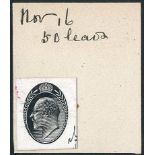 De La Rue Dummy Stamps King Edward VII Head Large head in oval Crowned surround with laurel leaves,