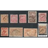 New Zealand 1899-1903 3d., 4d. (2), 5d., 6d. rose and 1/-, 1900 double lined watermark 1½d. (2),