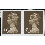 Great Britain Queen Elizabeth II Issues 1971-2012 Machins — 35p. sepia, imperforate pair. Fine unmo