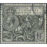 Great Britain King George V Issues 1929 Postal Union Congress £1 black, two circular cancellations;