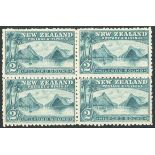 New Zealand 1899-1903 Local Print, Perforation 11, No Watermark 2/- grey-green Milford Sound, block