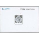 Barbados 1882-86 Keyplate Issue Die Proofs Master in black on glazed card (92x60mm.),