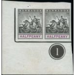 Barbados 1892-1910 Seal of the Colony Issue Imperforate Colour Trials on Gummed Unwatermarked Paper