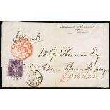 Barbados Britannia Issue Covers United Kingdom 1877 (11 Dec.) entire letter from Mount Pleasant Est