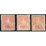 Barbados 1861-70 Issue Issued Stamps (4d.) dull rose-red (2, one a pale shade) and (4d.) dull brown