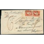 India Covers and Cancellations 1857 May) envelope from Karachi "via Southampton" to England,