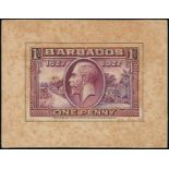 Barbados 1927 Tercentenary of Settlement Issue Essays 1d. handpainted essay on card (59x45mm.) show