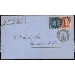 Barbados Britannia Issue Covers Canada 1870 (10 Aug.) entire letter from Bridgetown "p U.S. Mail fr