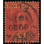 Fiji 1912-23 £1 purple and black on red, Die I, cancelled by Levuka c.d.s. for 30 June 1915 (Proud