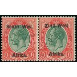 South West Africa 1923 (1 Jan.-17 June) Issued Stamps £1 green and red horizontal pair, variety "We