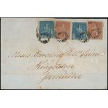 Barbados Britannia Issue Covers Jamaica 1859 (27 Jan.) double rate entire from Bridgetown to Kingst