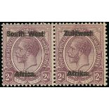 South West Africa 1923 (July-Sept.) Setting III, Bold Lettering 2d. dull purple horizontal pair, va