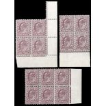 Great Britain King Edward VII Issues 1911-13 Somerset House — 6d. block of six (3x2) and two blocks