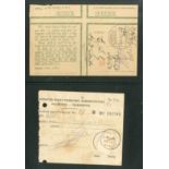 Telegraph Stamps Army Signals Egypt and Palestine 1916-37 Collection of used forms (12) and envelop