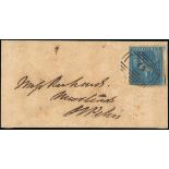 Barbados Britannia Issue Covers Inland Mail 1854 (27 Jan.) small envelope from Christchurch to St.