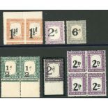 South Africa Postage Due Stamps 1922 rouletted 1½d. upper left corner pair, 1922-26 2d., 1932 ½d. m