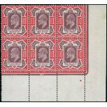 Great Britain King Edward VII Issues 1911-13 Somerset House 10d. dull purple and scarlet, block of